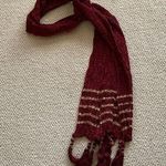 Anthropologie Smocked Ruched Tassel Fringe Scarf Luxurious Deep Wine Red VEUC Photo 0