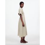 Madewell Pleated Midi Shirtdress 100% Linen A Line Minimalist Oat Beige M NWT Photo 2