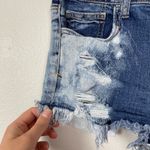 American Eagle  Woman's Sz 4 Hi-Rise Shortie Distressed Denim‎ Cut Off Shorts Photo 1
