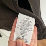 Vince Draped Brown Moto Leather Jacket Rib Knit Wool Details Size M Zipper Photo 9