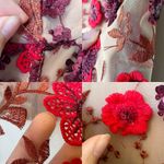 For Love & Lemons FLL Dress Beatrice Strappy Maxi Underwire Floral Red Velvet Sheer Bouquet M GUC Photo 3