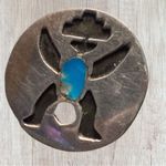 Vintage Southwestern Knifewing Kachina Turquoise Pin Brooch Silver Photo 6