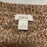 Fossil  Camel Brown Marbled Cropped Merino Wool Silk Blend Cable Knit Sweater Photo 1