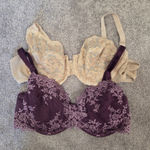 Wacoal  Bra Size 38D Set of 2 Arabesque Embroidered Nude & Embrace Lace Purple Photo 0