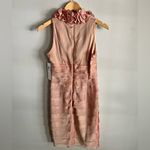 LONDON TIMES vintage Halter Ruffle Neck Cocktail Dress Peach Rose Gold Satin Orange Size 4P Photo 6