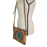 Fossil Sydney Top Zip Crossbody bright colorful weave Cowhide trim Bag. Photo 3