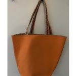 Jute Tote~Straw Front/Orange Propylene Back~made in India Photo 1