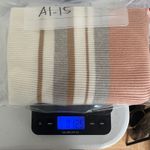 Striped Ribbed Knit Midi Dress Spaghetti Strap V Neck Bodycon Womens Small White Photo 9