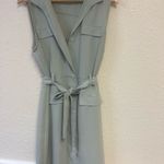 Sharagano Wrap-Front Trench Dress | Sage Green Size 12 Sleeveless Midi Photo 1