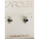 CAROLEE Stone & Freshwater Pearl Stud Earrings, Blue/Yellow/Gold,‎ Pearl, NWT Blue Photo 4
