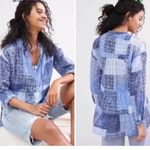 Pilcro  Anthropologie Blouse Tunic‎ Patchwork Print Tiered Medium Petite Photo 4