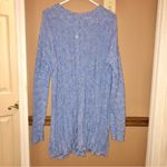 J Jill Fringe Knit Button Back Marled Tunic Sweater Blue Medium Photo 2