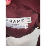 Frame  Women's Lace-Up Silk Blouse‎ Red Collared Long Sleeve XS Photo 2