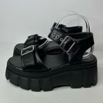 New Faux Black Leather Chunky Black Platform Shoes with Adjustable Straps 7 Photo 13