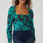 Free People Hilary Printed Top In Green Floral Photo 0