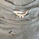 Lucky Brand Lucky Shirt Women Medium Green Sage Mint Embroidered Floral Tee Cottage Boho Photo 2