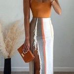ZARA Fringe Striped Midi Skirt Photo 0