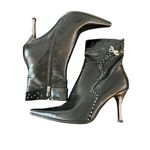 Tod's  Women's Black Leather Side Zipper Pointed Toe Heeled Boots Size 10 Photo 7