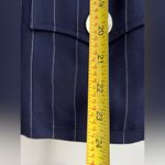 Christian Dior  blazer skirt set navy blue pinstripe short sleeve vintage USA 6 Photo 5