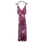 Lulus Live In Harmony Tie-Dye Maxi Dress Sz S Mauve Pink Leg Slit Open Back Photo 2