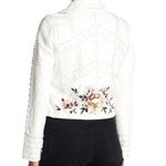 BLANK NYC  White Leather Motorcycle Jacket with Floral Prink Photo 11