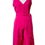Sam Edelman  New Jumpsuit Wide Leg Crop V-neck Belted Hot Pink Women’s Size 2 Photo 2