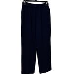 St. John Basics Navy Blue Knit High Rise Pleated Pants Size 8 Medium Photo 3