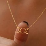 Triple Moon Goddess Necklace – 18K Gold Stainless Steel Photo 2