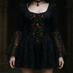 Jeannie nitro vintage black gothic mini bell sleeve dress L Size L Photo 0