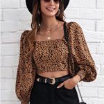 SheIn Lantern Sleeve Dalmatian Print Blouse Photo 2