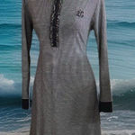 Ralph Lauren Chic Lauren Pajama Sleep Shirt Sz M Black White Stripe Jersey Knit Photo 0