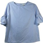 Jennifer Grace Jennifer & Grace Blue Stripe Ruffle Sleeve Top Size S Photo 0