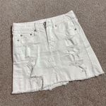 American Eagle  White Denim Mini Distressed Skirt  Photo 0