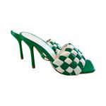 AZALEA WANG SIGRID GREEN AND‎ WHITE CHECKER BOARD STILETTO SANDAL Nib 7.5 Photo 5