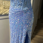 Elegant Blue Sequin Evening Gown Photo 0