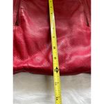 Large Red Leather Tote Bag With Double Handles Front Zipper Pocket Photo 13