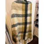 Max Studio Oversized Plaid Blanket Scarf Wrap Shawl Fringe Yellow Black Cream Photo 6