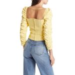 Reformation ππ Joi Ruched Stretch Organic Cotton Top ~ Zest Yellow 2 NWT Photo 4