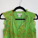 Rachel Zoe  Neon Green gold orange paisley tie neck loose fit top Size XS Photo 1