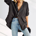 Free People We The Free Summer Daydream Buttondown Top Black Size Small Photo 0