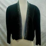Calvin Klein Black Rhinestone 3/4 Sleeve Cropped Bolero Cardigan Sweater Sz XL Photo 0