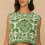 Farm Rio Green Delicate Tapestry Lenzing™ Ecovero™ Euroflax™ Blouse Photo 0