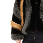 NWT Belle Fare Oversized Faux Fur Coat Multicolor Fur Block Zip Jacket Size M Black Size M Photo 4