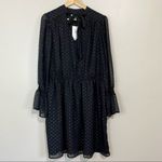 Fourteenth Place Women’s V-Neck Tie Midi Long Sleeve Dress Black Size Large NWT Photo 0