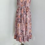 Madewell Boho Floral Thanksgiving Turkey Print Ruffle Midi Fall Dress M/L Photo 3