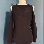 EXPRESS Lace Up V Neck Cold Shoulder Sweater Black Size XS Photo 3