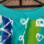 OP Vintage 90s Single Stitch 100% Cotton USA Colorful Abstract Crop Shirt Small Photo 2