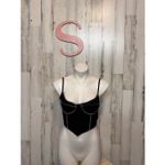 Black Contrast Stitch Corset Crop Top Women’s Small Bustier Cami Y2K Style Photo 1