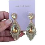 Bloomingdales Bloomingdale’s Crystal Long Full Rhinestone Teardrop Dangle Chandelier Earrings Photo 0