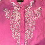 Bob Mackie Sz XL Pink Embroidered Art-to-Wear Cut-Away 100% Silk Jacket Tank Top Photo 5
